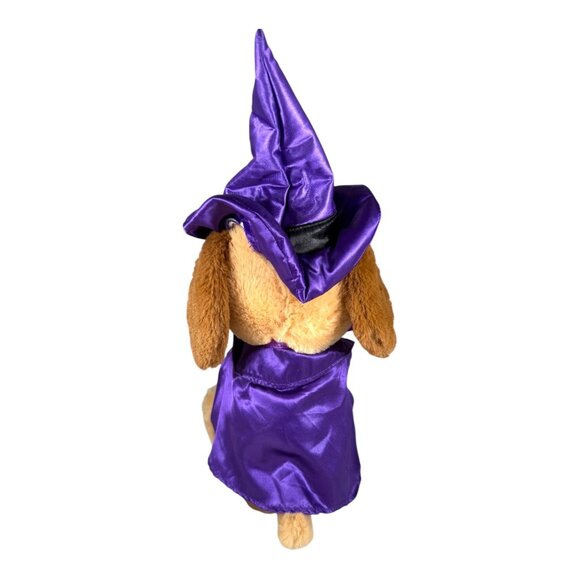 Singing dancing plush dog with purple witch hat broom & cape halloween holiday - Picture 2 of 9